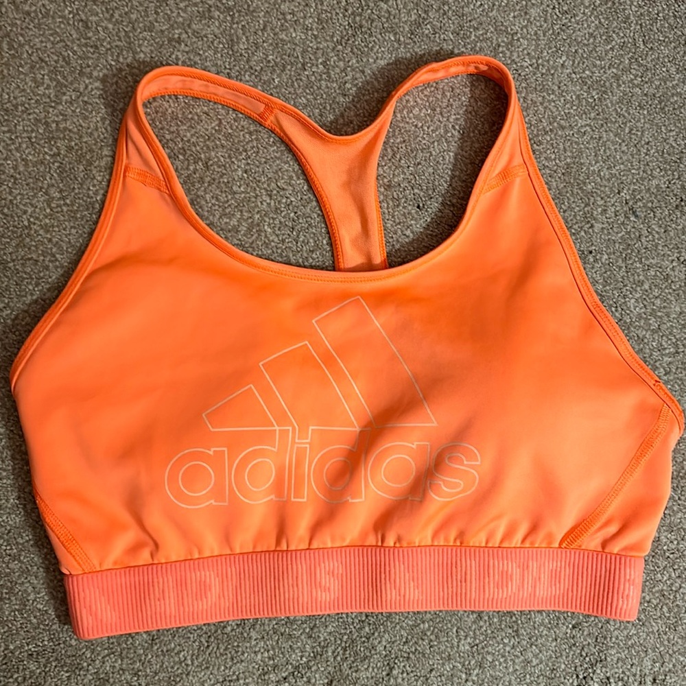 Adidas women’s large sports bra. Fluorescent orange. Padded